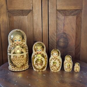 Russian Nesting Dolls with Gold Accents